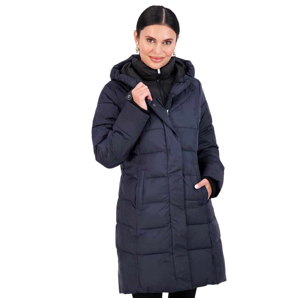 Jones New York Women's Warm Long Puffer Coat, Navy, Size XL